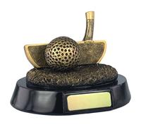 County Engraving Personalised 10cm Antique Gold Resin 3D Putter Golf Club Trophy Award Engraved - Enter Your Own Custom Text
