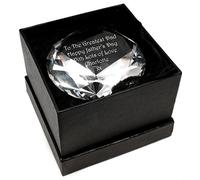 County Engraving Personalised 12cm Diamond Shape Crystal Glass Paperweight with Gift Box, Laser Engraved