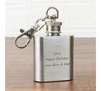 County Engraving Personalised 1oz Stainless Steel Hip Flask Keyring Any Message Engraved