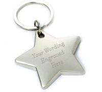 County Engraving Personalised Coloured Star Keyring In Gift Box, Engraved With Any Message - Enter Your Custom Text (Silver (Polished)