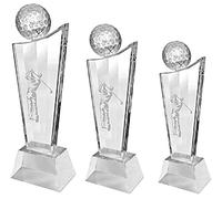 County Engraving Personalised Crystal Clear Optic Glass Golf Trophy Tower Award Golfer - Enter Your Own Custom Text (Large)