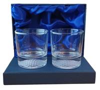 County Engraving Personalised Crystalite Whisky Glass Gift Set with 2 Tumblers (310ml Golf Ball Base)