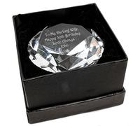 County Engraving Personalised Diamond Shape Crystal Glass Paperweight with Gift Box, Laser Engraved Enter Your Own Custom Text