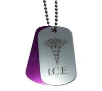 County Engraving Personalised Double ICE Medical SOS ID Tag And Chain Engraved - Enter Your Own Custom Text