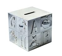 County Engraving Personalised, Engraved, Silver Plated Square Cube ABC Money Box