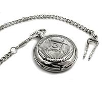 County Engraving Personalised Full Hunter Masonic G Logo Skeleton Pocket Watch, Engraved (Polished Chrome)