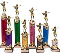 County Engraving Personalised Gold Female Golf Player Column Trophy Award Engraved With Any Text (18cm)