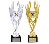 County Engraving Personalised Gold Or Silver Flame Cup Trophy Sporting Award For Any Sport - Enter Your Own Custom Text (Silver)