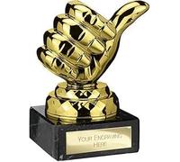 County Engraving Personalised Golden Well Done Thumbs Up Trophy Award In 2 Sizes Engraved With Any Text (Small)