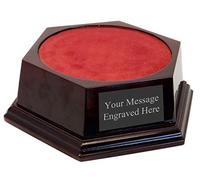 County Engraving Personalised Hexagonal Rosewood Plinth Base Display Any Item With Free Engraved Plaque - Enter Your Own Custom Text (Black Plaque, Extra Large)