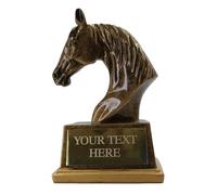 County Engraving Personalised Horse Head Trophy, Horse Show Trophy, Racing, Riding, Equestrian Award - Enter Your Own Custom Text (Gold)