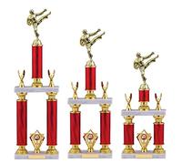 County Engraving Personalised Huge Martial Arts Award Trophy 2 Tier 3 Column American Style Award Engraved With Any Text (Small)