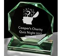 County Engraving Personalised Jade Octagon Quiz Champions, Winner Glass Award Trophy Laser Engraved - Enter Your Own Custom Text (Large)