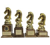 County Engraving Personalised Large Gold Knight Chess Piece Trophy Award In 4 Sizes Engraved With Any Text (Small)
