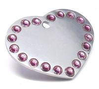 County Engraving Personalised Medium Dog Crystal Heart Pet ID Tag Disc (ENGRAVED FREE) (Silver and Pink)