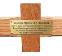 County Engraving Personalised Memorial Cross Solid Oak Wooden Grave Marker With Ground Stake - Enter Your Own Custom Text (No Image Text Only)