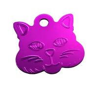 County Engraving Personalised Metallic Cat Head Shaped Pet ID Tag Disc (Purple) - Enter Your Own Custom Text
