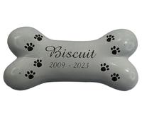 County Engraving Personalised Pet Dog, Bone Shaped Plaque Memorial Grave Cremation Marker Engraved - Enter Your Own Custom Text
