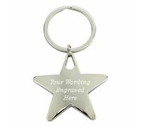 County Engraving Personalised Polished Chrome Star Keyring Engraved - Enter Your Own Custom Text