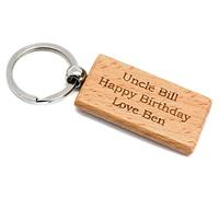 County Engraving Personalised Rectangle Plain Own Text Wooden Keyring, Laser Engraved With Any Message,
