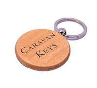County Engraving Personalised Round Caravan Keys Wooden Keyring, Laser Engraved With Any Message,