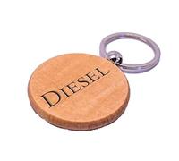 County Engraving Personalised Round Diesel Wooden Keyring, Laser Engraved With Any Message,