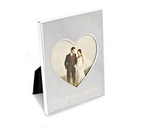 County Engraving Personalised Silver Plated Heart Photo Frame, Engraved with Any Message 5" x 5"- Enter Your Own Custom Text
