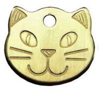 County Engraving Personalised Solid Brass, Durable Cat Head Pet ID Tag Disc (Engraved)