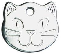 County Engraving Personalised Solid Chrome, Durable Cat Head Pet ID Tag Disc (Engraved Free)