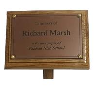 County Engraving Personalised Solid Oak Wooden Grave Marker Memorial Plaque With Ground Stake (Small, With Border)