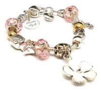 County Engraving Personalised Special Flower Girl Wedding Charm Silver & Pink Bracelet - Engraved Gift