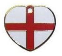 County Engraving Personalised St. George Cross Flag Design Heart Dog Pet ID Tag - Enter Your Own Custom Text