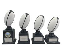County Engraving Personalised White Rugby Ball Trophy Award In 4 Sizes Any Text Engraved With Any Text (Medium)
