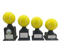 County Engraving Personalised Yellow Tennis Ball Trophy Award In 4 Sizes Engraved With Any Text (Medium)