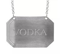 County Engraving Plain Rectangular Pewter Decanter Label Bottle Tag (Vodka)
