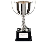 County Engraving The Legend Nickel Plated Prestigious Presentation Cup Personalised In 9 Sizes, Ideal For Any Sport - Enter Your Own Custom Text (110mm)