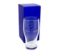 County Engraving Traditional 1 Pint Tulip Lager, Beer Glass, Engraved with Beer O' Clock Personalised