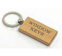 County Engraving WINDOW KEYS Rectangle Wooden Keyring