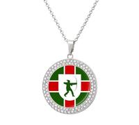 County Flag of Nottinghamshire Round Pendant Necklaces for Women Alloy Rhinestone Jewelry Custom Picture Necklace