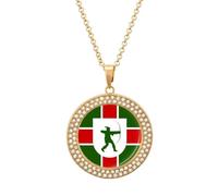 County Flag of Nottinghamshire Round Pendant Necklaces for Women Alloy Rhinestone Jewelry Custom Picture Necklace