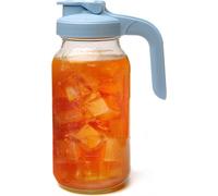 County Line Kitchen Glass Mason Jar Pitcher with Lid - Wide Mouth, 2 Quarts (64 oz) - Heavy Duty, Leak Proof - Sun & Iced Tea Pitcher, Cold Brew Coffee, Breast Milk Storage, Water - 2 Liters Classic
