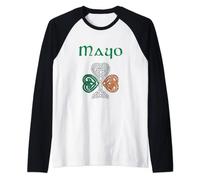 County Mayo Shamrock Ireland Flag, craic and ceol, Raglan Baseball Tee