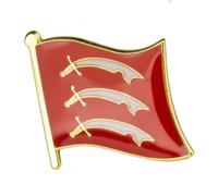 County of Essex 3 Sabres Red Flag Metal Enamel Pin Badge - 1.9cm x 1.6cm - Hard Enamel English County Lapel Pin - Historic Three Seaxes Emblem