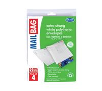 County Stationery Mail Bag Polythene Envelopes x4 White Extra Large 420x500mm (Pack of 10) C264