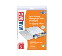 County Stationery Mail Bag Polythene Envelopes x5 White Large 320x440mm (Pack of 10) C262