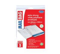 County Stationery Mail Bag Polythene Envelopes x5 White Medium 240x320mm (Pack of 10) C261