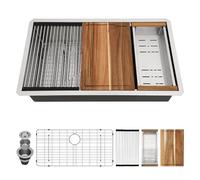 Couoko 30 Inch Undermount Kitchen Sink 16 Gauge Stainless Steel Workstation Round Corners Single Bowl Under Counter Kitchen Sinks Basin, 30"x19"x9"