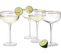 Coupe Cocktail Glasses 7 oz, Set of 4 Classic Manhattan Glasses For Cocktails, Libbey Champagne Coupe, Classic Coupe Glasses with Gold Rim, Crystal with Stems Wine Savant