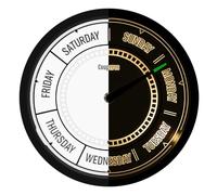 Couperos Day of The Week Wall Clock with Night Light - 12" Analog Silent Non-Ticking Clock with LED Night Light, Calendar Day Clock Perfect for Home, Office, and Retirement Gifts