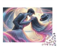 Couple 1000 Piece Moon Wave Dance Cardboard Puzzle for Adults 14+ Senior Citizens Senior Centre Activity Stress Relief Social Icebreaker Birthday Gift 70x50cm/1000pcs